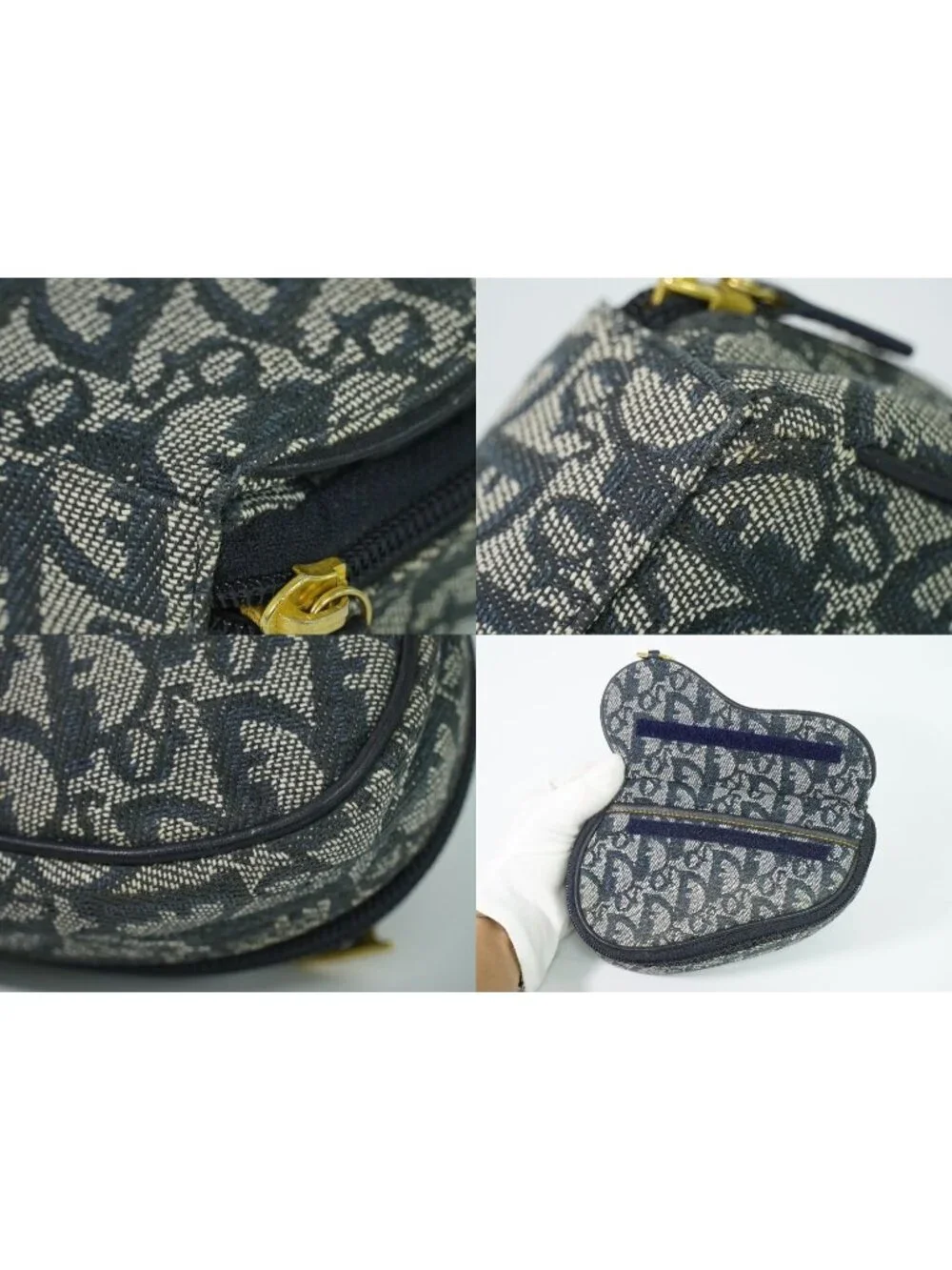Dior Saddle Trotter Pouch Case Canvas Navy